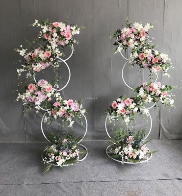 新款婚庆道具铁艺路引花架背景圆环y路引婚礼布场装饰花艺摆件拱