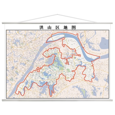 2020年武汉o市洪山区地图全图交通行政家用办公室挂图装饰挂画定图片