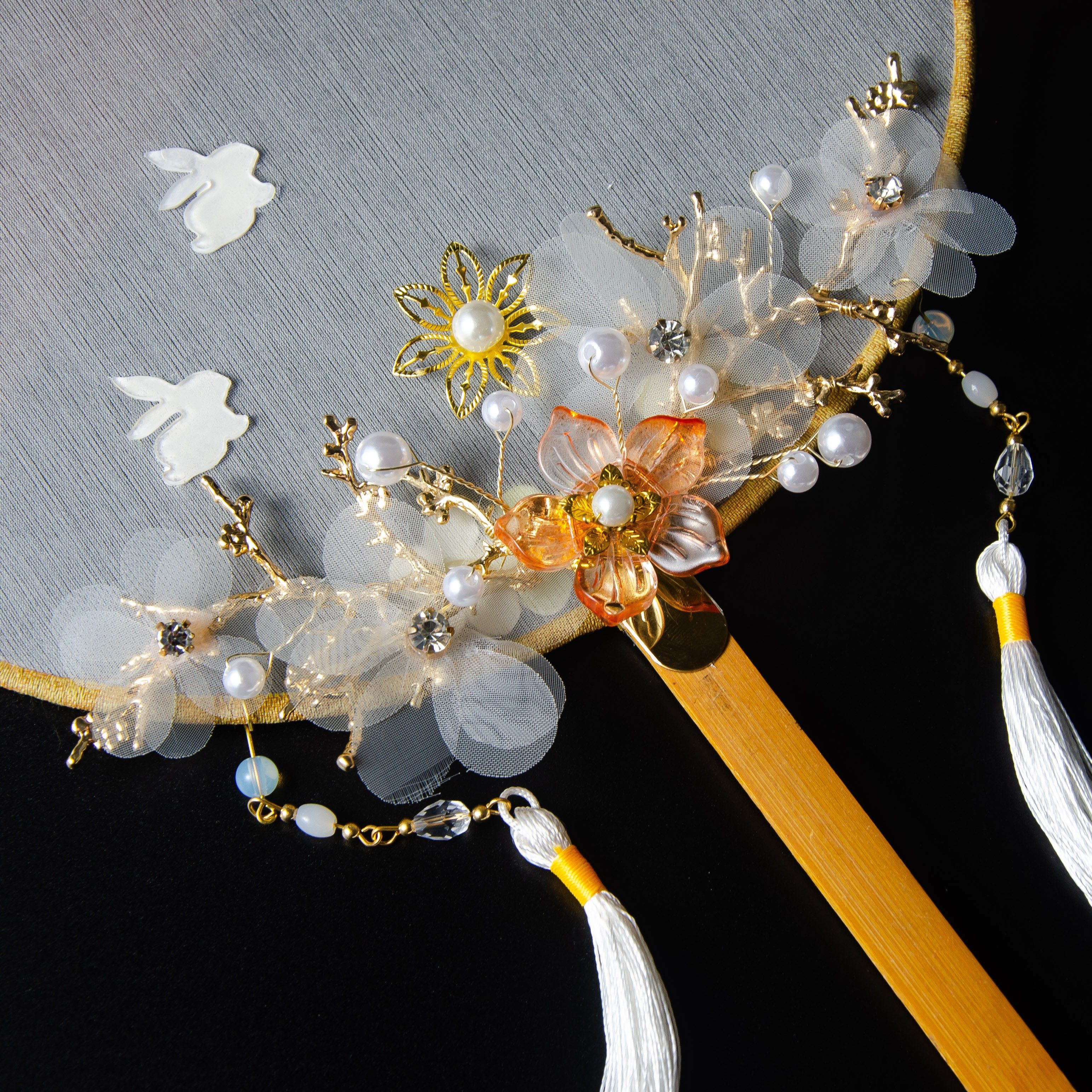 汉服扇子汉服秀扇手捧花禾潮褂团扇中式手工手古色新娘结婚小裙掌