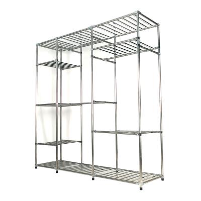 不锈钢衣柜 衣橱布衣柜定制 加固简易钢管加厚 金属钢架组装家用