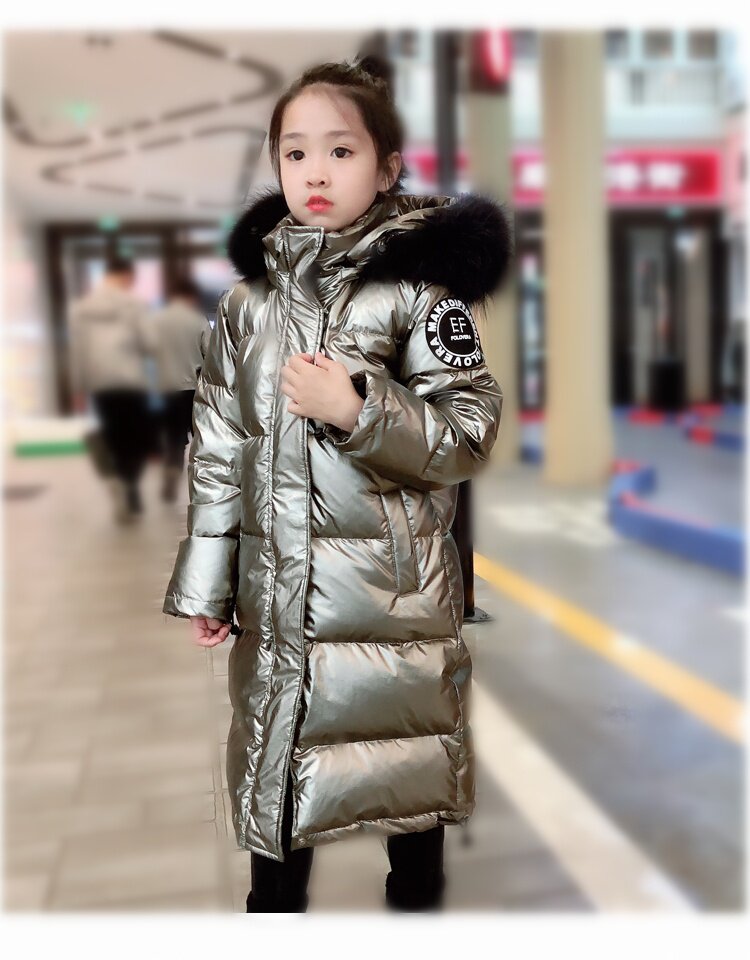 羽绒服女童长款过膝修身