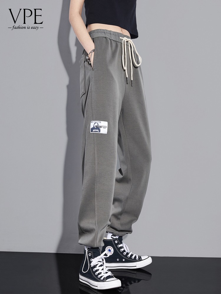 2021春夏新款运动裤女士宽松束脚休闲ins潮灰色潮牌大码时尚卫裤