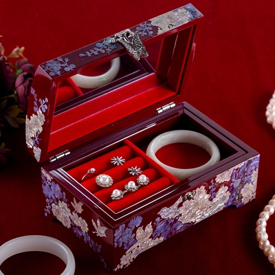 螺钿漆器珠宝饰品首饰盒木质宫廷风首饰盒结婚生日送礼
