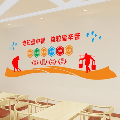 公司员工自助餐节约粮食墙贴企业餐厅g墙面粮食标语贴画食堂墙贴