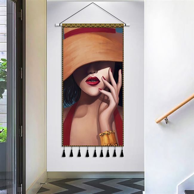 北欧挂毯挂布女郎人物客厅玄关装a饰画电表箱遮挡挂画布艺卧室布
