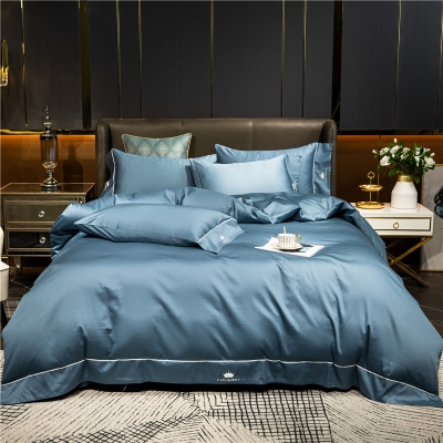 全棉纯色床单被套四件套双人夏图片