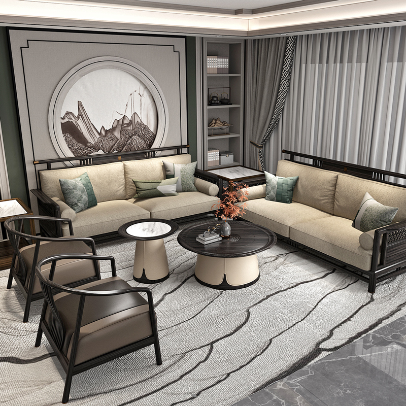 新中式实木沙发乌金木中国风家轻奢高端大小户型客厅贵妃榻组合