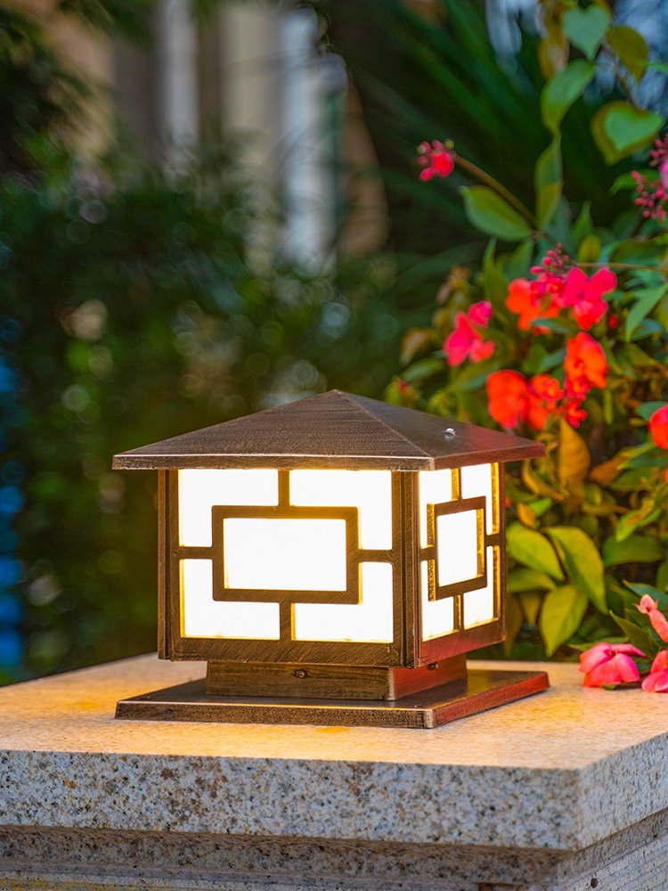 围墙灯柱头灯太阳能庭院小区方形墙头柱灯室外防水别墅花园大门灯