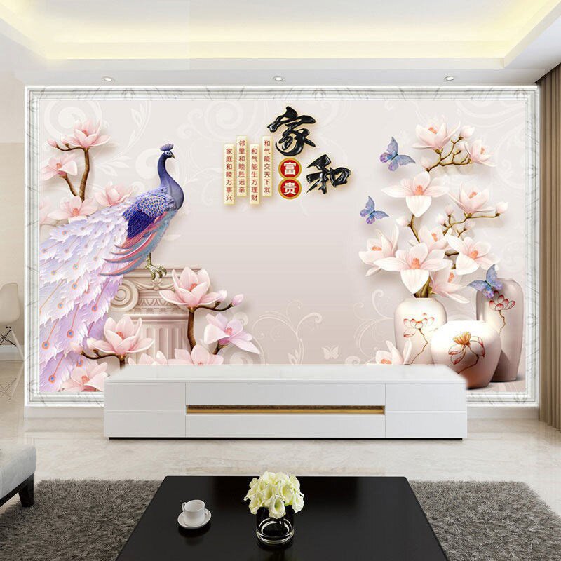 电视背景墙壁画2021年新款18d新中式8d水墨山水画装饰客厅沙发