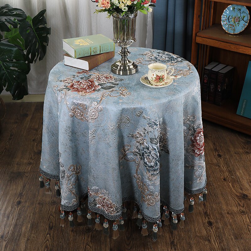 小圆桌桌布布艺圆形家用台布欧式奢华高档餐桌布客厅圆茶几布桌垫