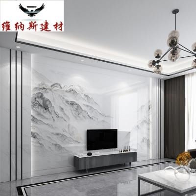 新中式电视背y景墙客厅瓷砖微晶石大理石材大气现代简约电视墙装