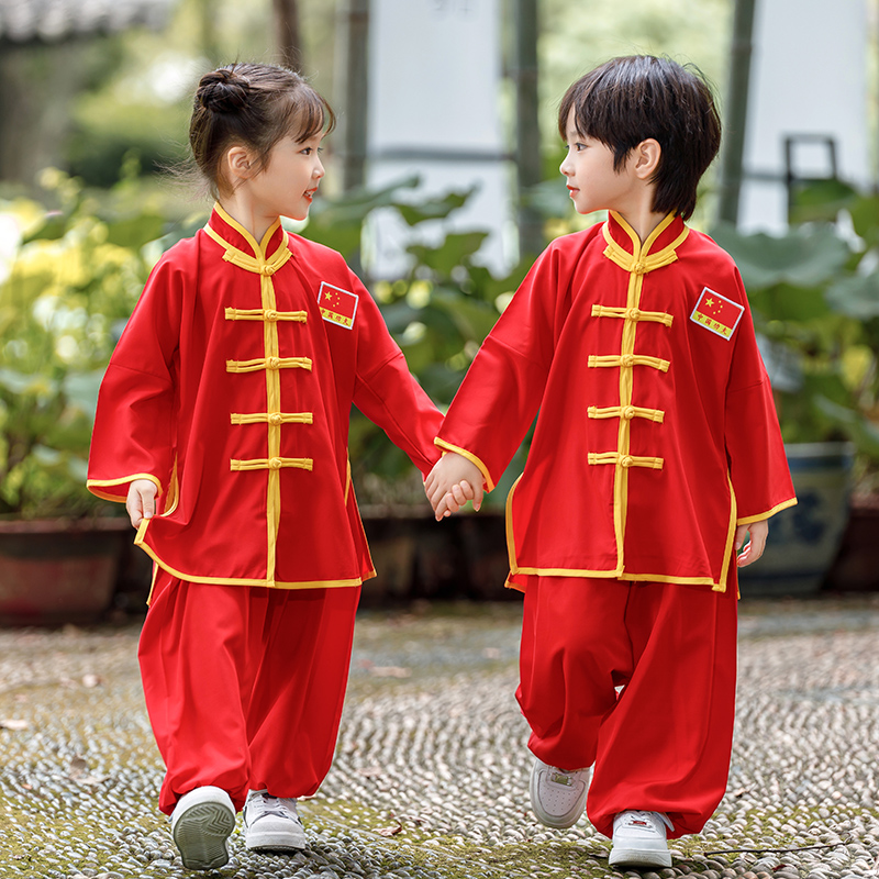 儿童武术服装男女童太极拳练功服夏短袖少儿比赛服春秋功夫演出服