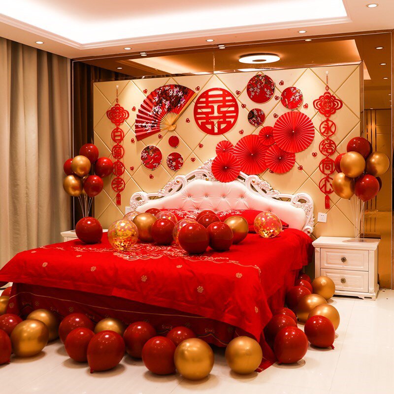婚房布置套餐网红男方创意浪漫卧室女方结婚新房中式房间装饰气球