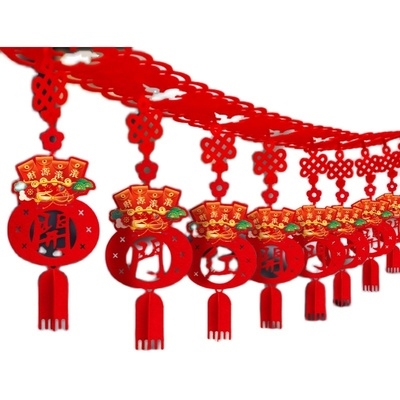 2021新年元旦拉花装饰职场布置开门红挂件公司会场牛年室内彩悬