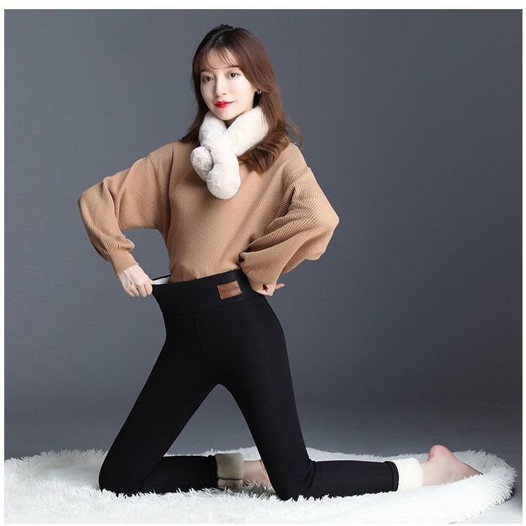 羊羔绒打底裤女大码休闲高腰修身显瘦加厚加绒保暖小脚裤外穿棉裤