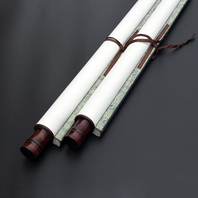 新品全j绫精裱二尺立轴白色宣纸书画画轴卷轴空白正方形画心包邮