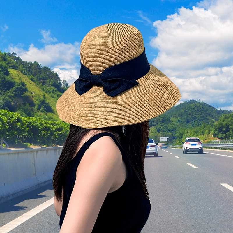 凉帽女夏季薄款草帽夏天戴的帽子时尚小清新文艺夏季洋气潮流个性