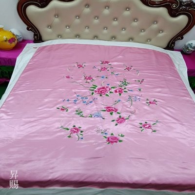 真丝缎绸缎绣花刺绣被套婚庆杭州丝绸软缎被面结婚陪嫁被罩喜被面