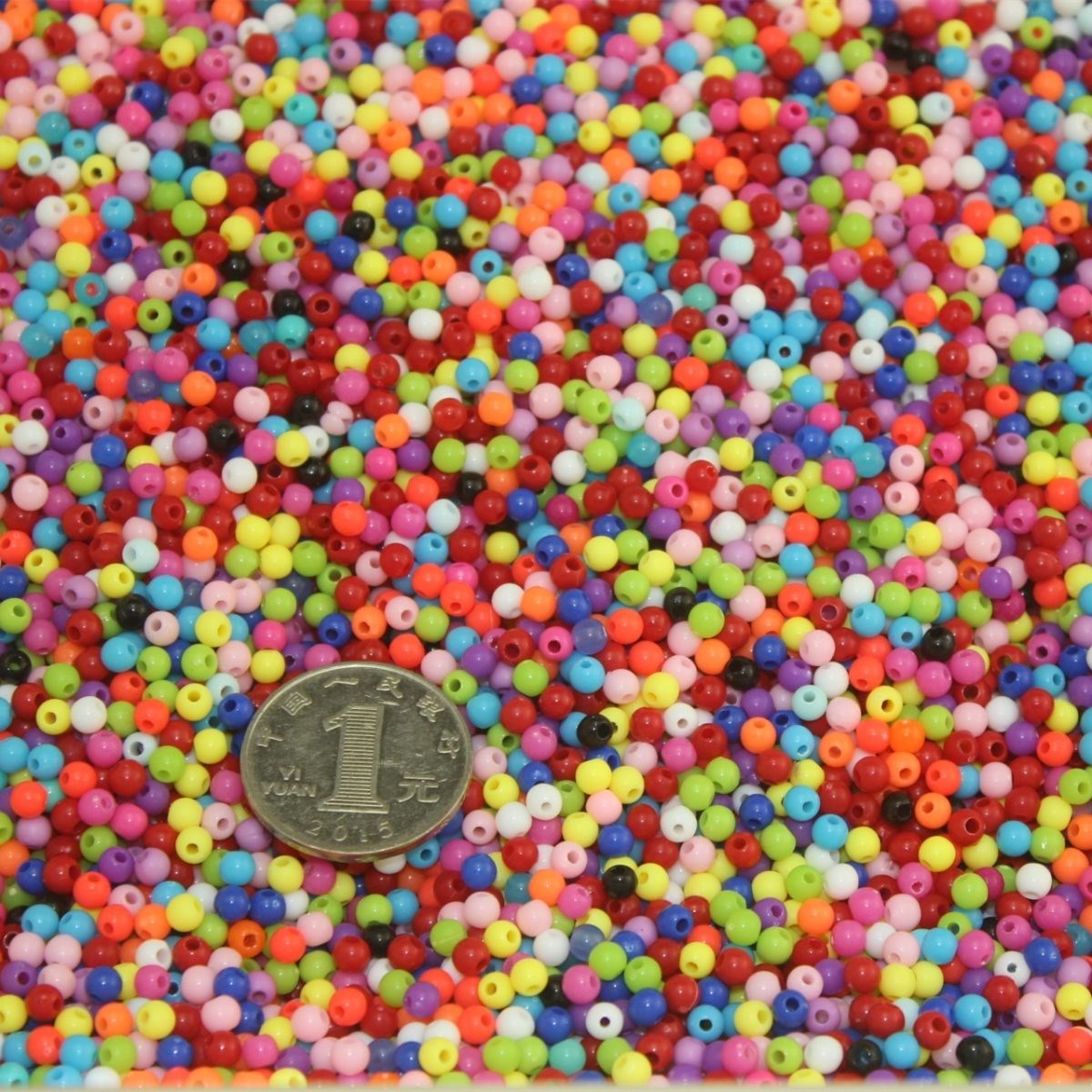 塑料珠子有孔颗粒4mm小珠子亚克力混色圆珠饰品串珠diy手工材料包