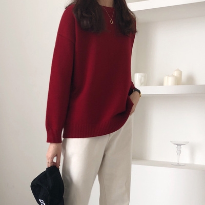 车厘子色毛衣