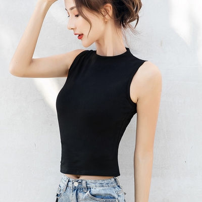 黑色高领背心t恤图片