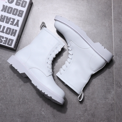 靴子男高帮鞋冬季白色潮流高筒潮男马丁靴ins加绒潮鞋小白鞋男鞋