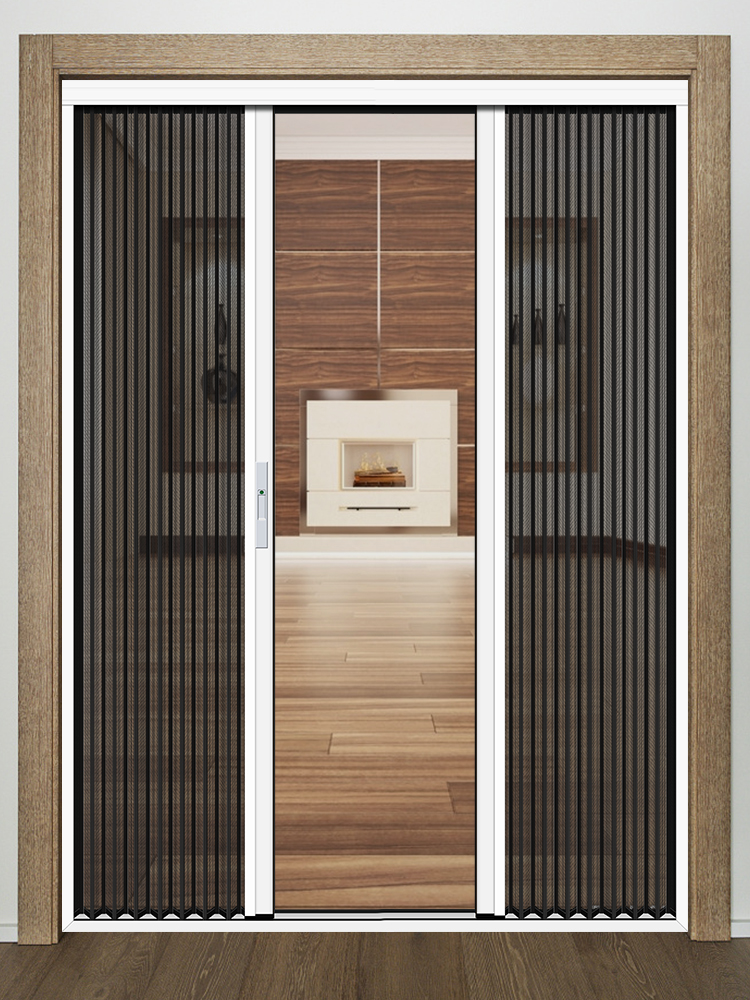 高端金刚网折叠推拉纱门隐形伸缩金钢网防蚊纱窗门铝合金沙窗门