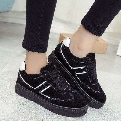 黑色运动鞋女2017新款韩版低帮图片