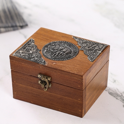 泰国实木雕刻首饰盒复古木质耳饰发卡饰品t收纳盒百宝箱储物木盒