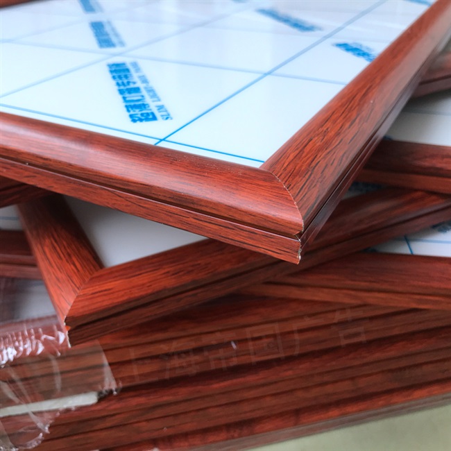 u仿木纹铝型材超薄画框开启式铝合金相框电梯广告牌海报框边框条