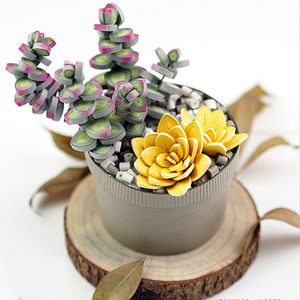 高档衍纸永多肉盆栽【材料包u diy立体】生花植物手工制作成品奢