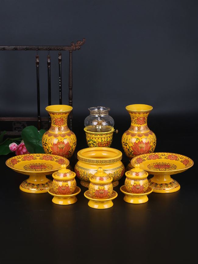 香炉家用供奉佛教用品陶瓷供佛供具供盘供水杯佛堂套装居室佛具.