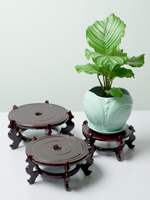 花盆底座绿植盆栽花瓶鱼缸摆件小花托托盘木质花架子木座包邮.