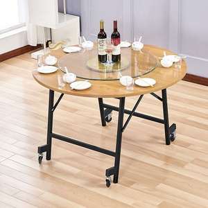 大型餐桌圆折叠超大15人吃饭的桌子可伸缩饭桌面板支架户外12人