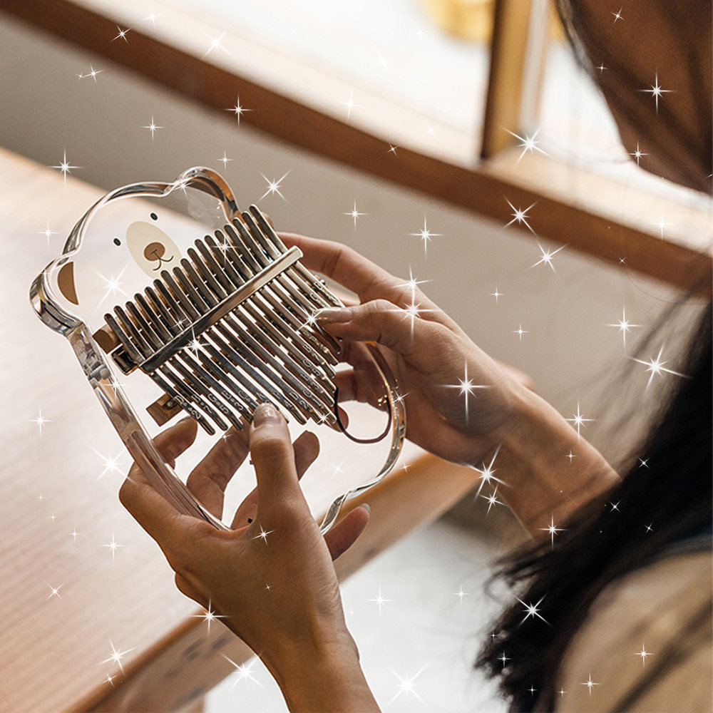 水晶透明卡林巴17音拇指琴21音初学者女生手指钢琴儿童乐器便携式