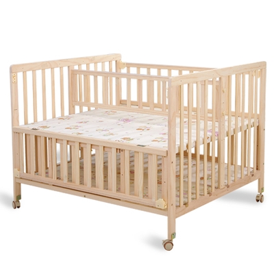双胞胎婴儿床拼接大床加宽加长双人bb床实木无漆可移动新生儿摇床
