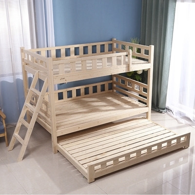全实木上下铺成人儿童s高低双层母子床三层床带护栏可拆分拖床家