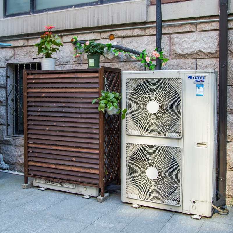 空调外机挡雨罩空调室外机罩栅栏防腐木实木墙面庭院花架户外阳台