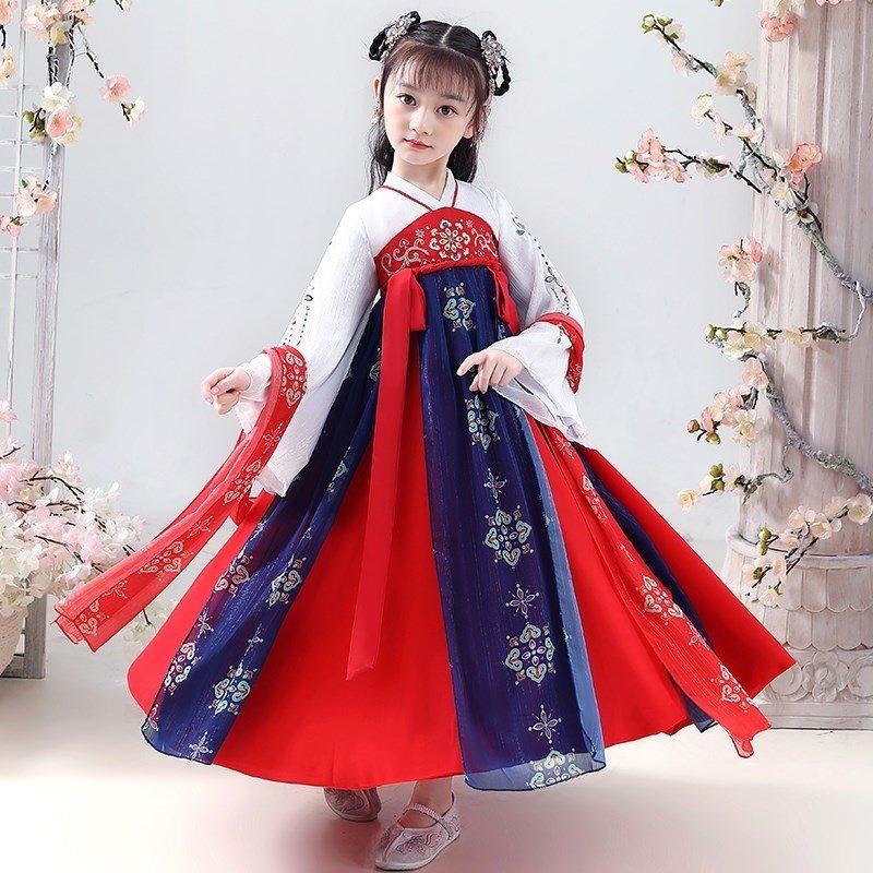古装女汉服儿童夏天女童春秋超仙小学生薄款唐装古风大童12岁女孩