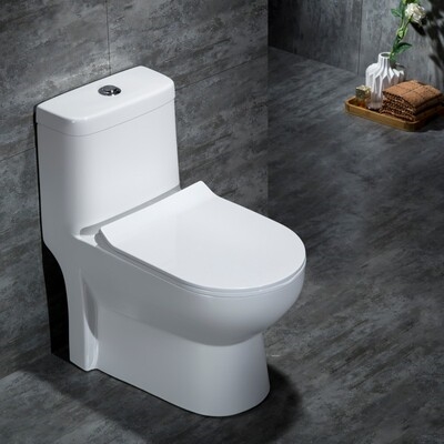 家用直冲式大口径马桶坐厕冲落式d坐便器防臭节水直排直落座便器