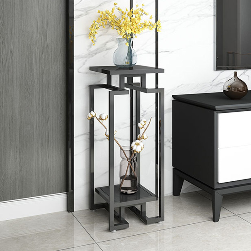 新中式轻奢花架置物架电视旁客厅落地架子室内铁艺简约现代花架子