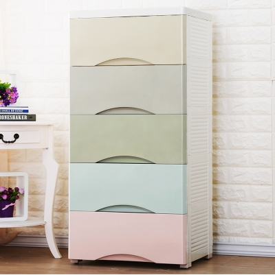 加厚塑料储物柜抽屉式收纳柜儿童宝宝衣柜组装5层整理柜50宽斗柜