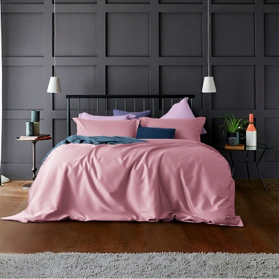 新品全棉纯棉被套双人床单套简约纯色1.5米贡缎单件高档大气被罩