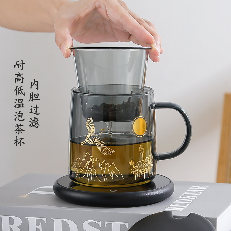 过滤泡茶杯茶水分离恒温玻璃杯子高档