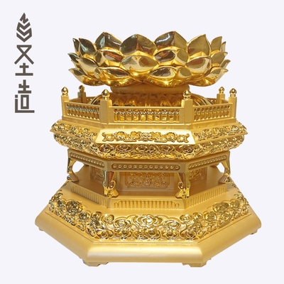 木莲花底座木雕观音佛像定制