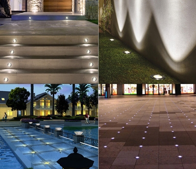 超薄小地埋灯led地面射灯嵌入式户外防水水下过道墙角圆形1w3w