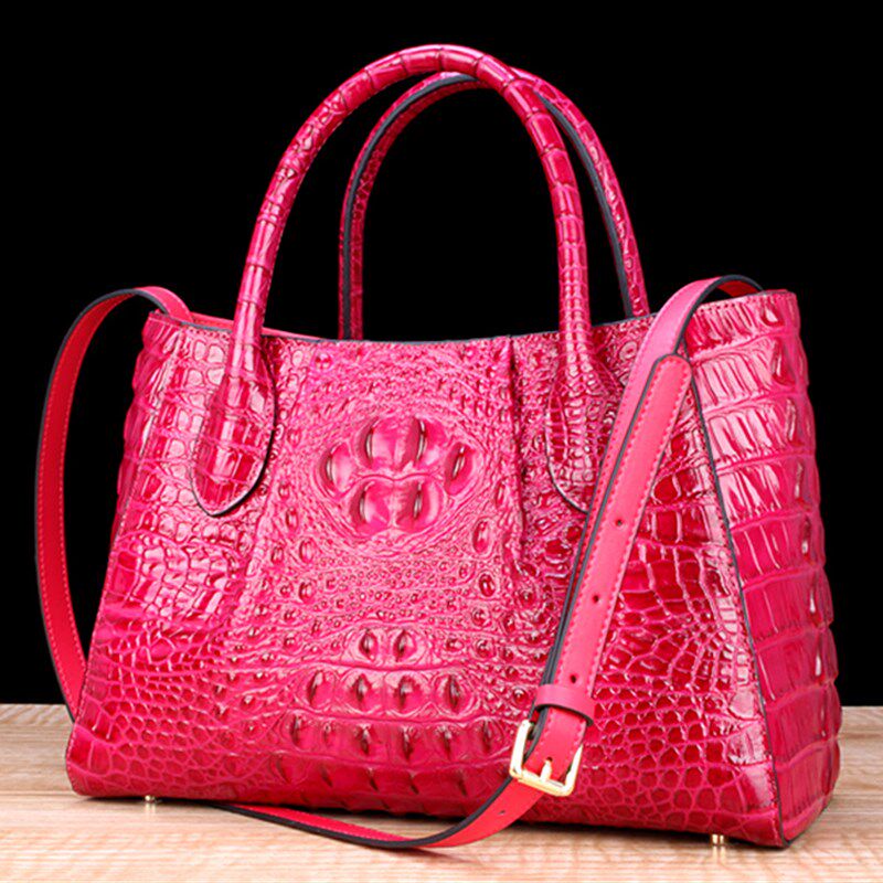 泰国正品鳄鱼皮女包真皮新款通y勤妈妈包高档皮包单肩斜挎包手提