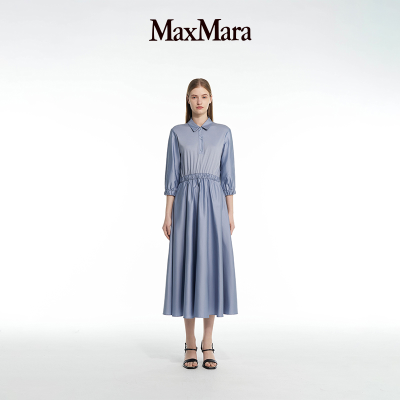 MaxMara 2024春夏新品女装纯色翻领连衣裙6221094806