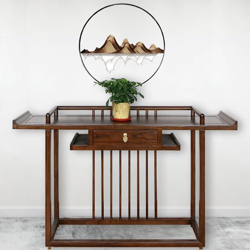 新中式玄关桌超窄端景台实木佛龛供桌现代简约家用条案靠墙玄关柜