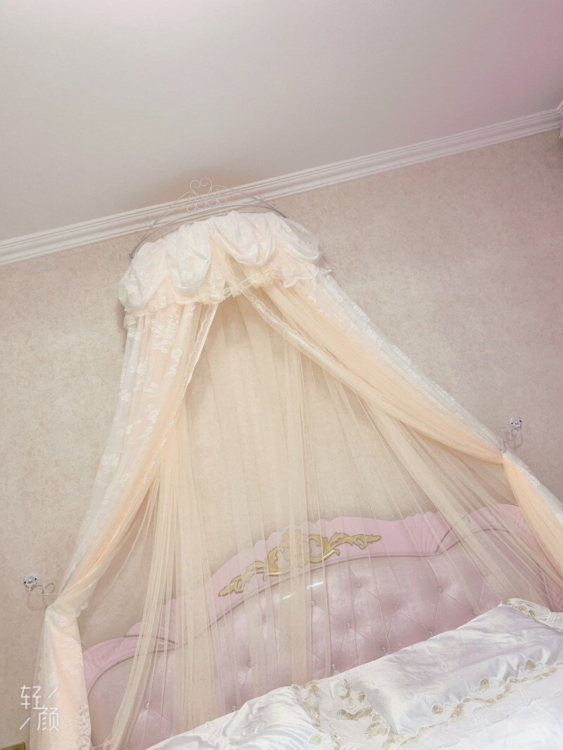 9折)床头纱公主床幔小新清蕾丝窗帘纱帐民宿美容床帘